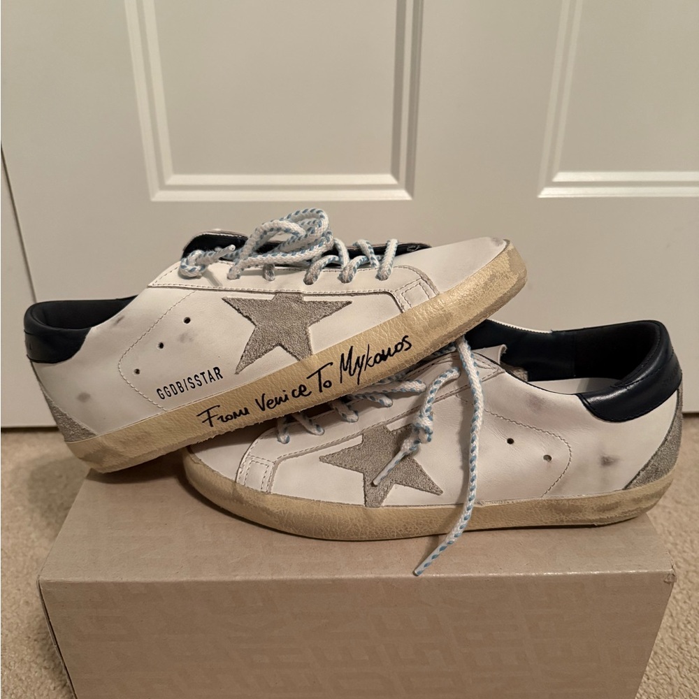 From Venice To Mykonos Limited Edition Golden Goose Cream and Gray Star Sneakers